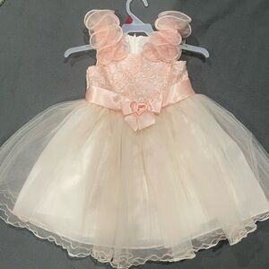 Elegant Pink and Cream toddler dress -Used Good Condition Size 3T